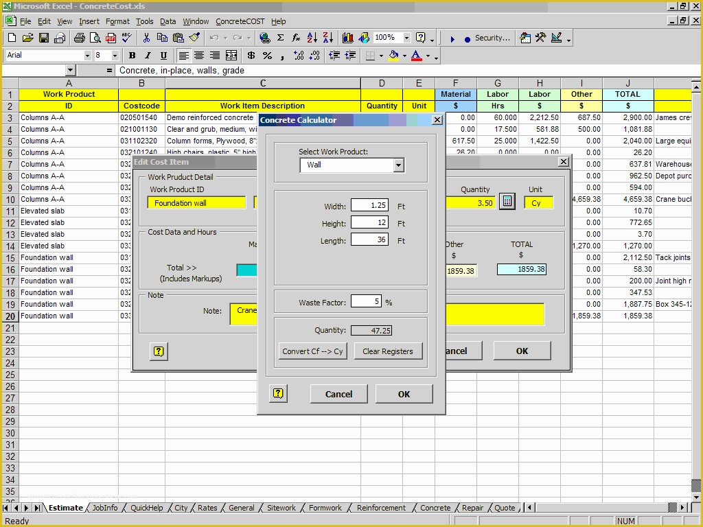 Free Construction Estimate Template Excel Of Free Construction Estimating Excel Spreadsheet Templates