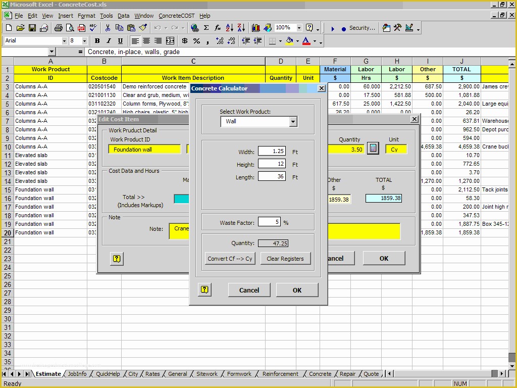 Free Construction Estimate Template Excel Of Free Construction Estimating Excel Spreadsheet Templates