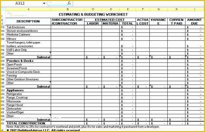 free construction estimating software excel