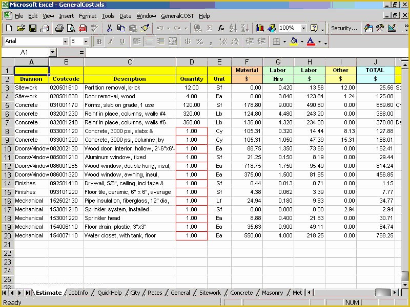 Free Construction Estimate Template Excel Of House Construction Estimate for House Construction