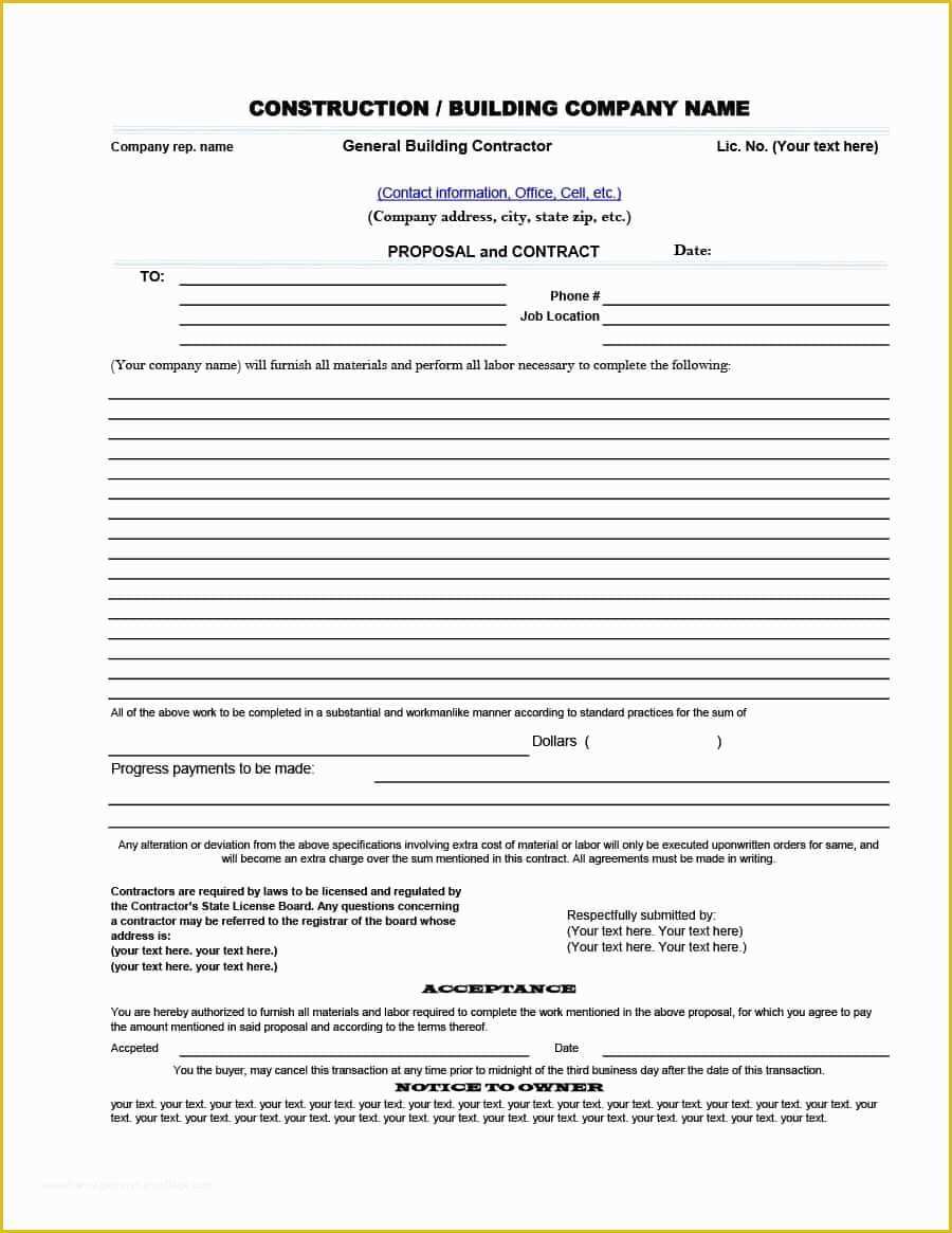 Free Construction Proposal Template Of 31 Construction Proposal Template & Construction Bid forms