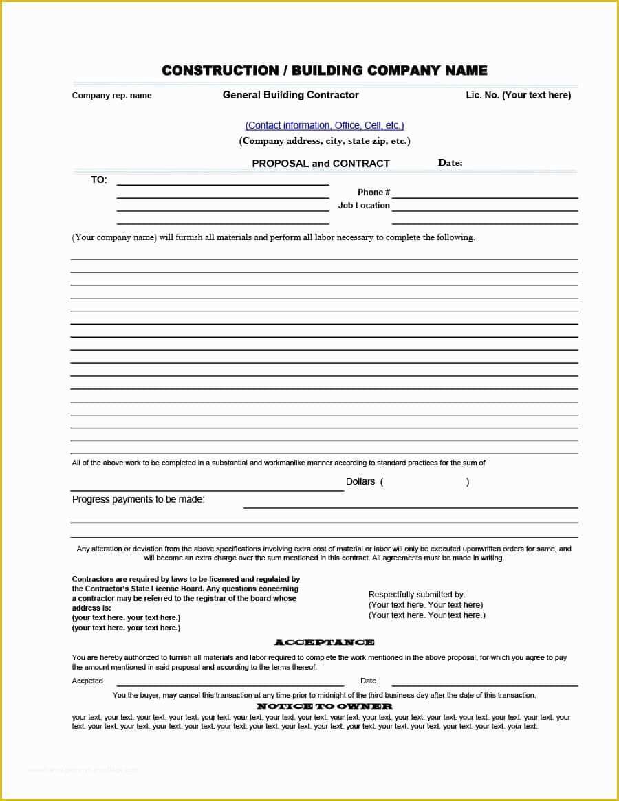 Free Construction Proposal Template Of 31 Construction Proposal Template &amp; Construction Bid forms