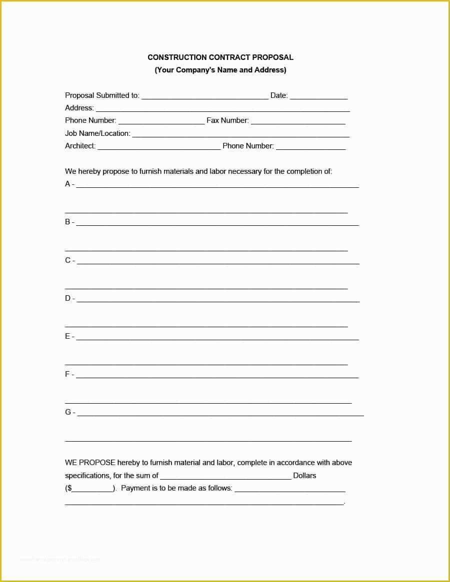 Free Construction Proposal Template Of 31 Construction Proposal Template & Construction Bid forms
