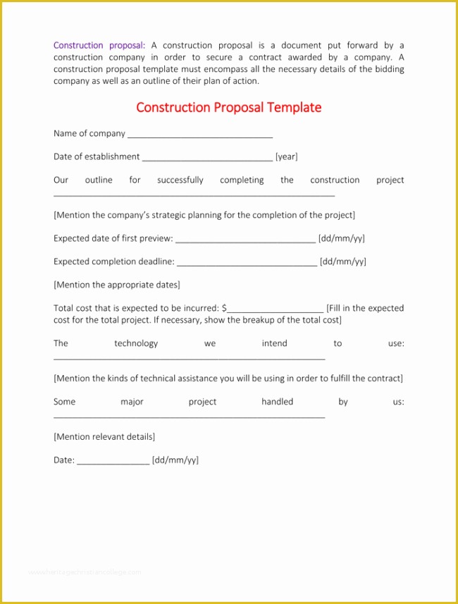 Free Construction Proposal Template Of Construction Proposal Template 4 Best Sample