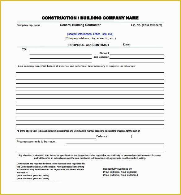 Free Construction Proposal Template Of Construction Proposal Template