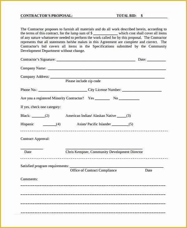 Free Construction Proposal Template Of Contractor Proposal Template 13 Free Word Document