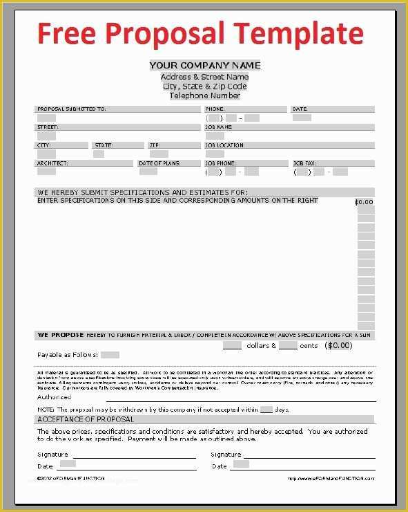 Free Construction Proposal Template Of Printable Sample Construction Proposal Template form