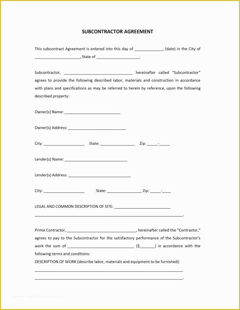 Free Construction Subcontractor Agreement Template Of 12 Detail Subcontractor Agreement Template Word Da