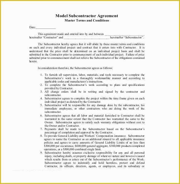 Free Construction Subcontractor Agreement Template Of 14 Subcontractor Agreement Templates – Free Sample
