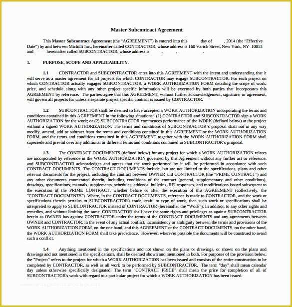 Free Construction Subcontractor Agreement Template Of 18 Subcontractor Agreement Templates