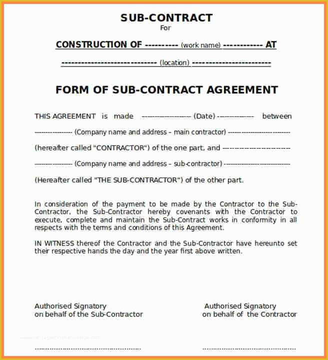 Free Construction Subcontractor Agreement Template Of 9 Construction Subcontractor Agreement Template