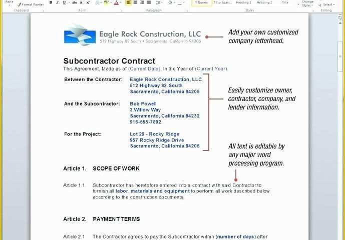 Free Construction Subcontractor Agreement Template Of Building Contracts Template – Voipersracing