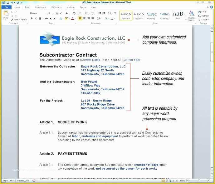 Free Construction Subcontractor Agreement Template Of Building Contracts Template – Voipersracing