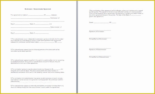 Free Construction Subcontractor Agreement Template Of General Contractor Sub Agreement
