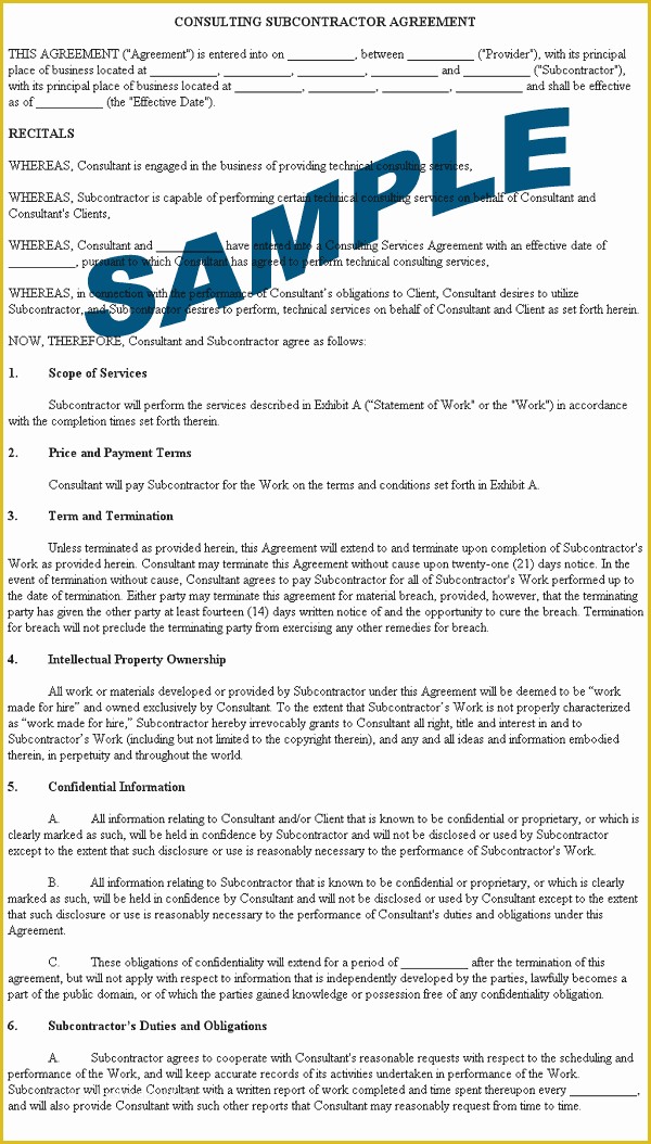 Free Construction Subcontractor Agreement Template Of Independent Contractor Agreement Sample Template Free