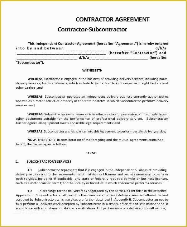 Free Construction Subcontractor Agreement Template Of Motor Carrier Permit Status Impremedia