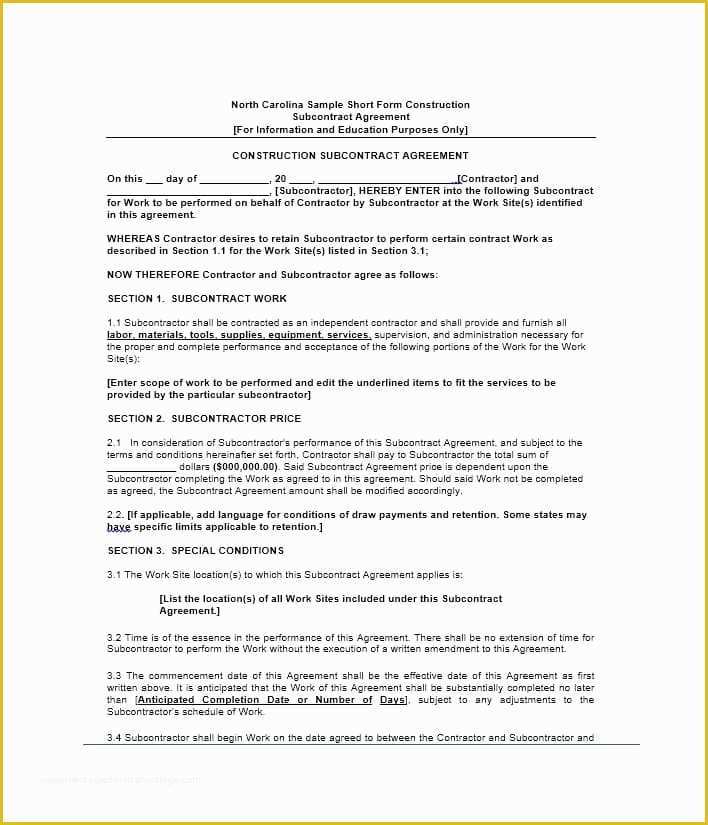 Free Construction Subcontractor Agreement Template Of Need A Subcontractor Agreement 39 Free Templates Here
