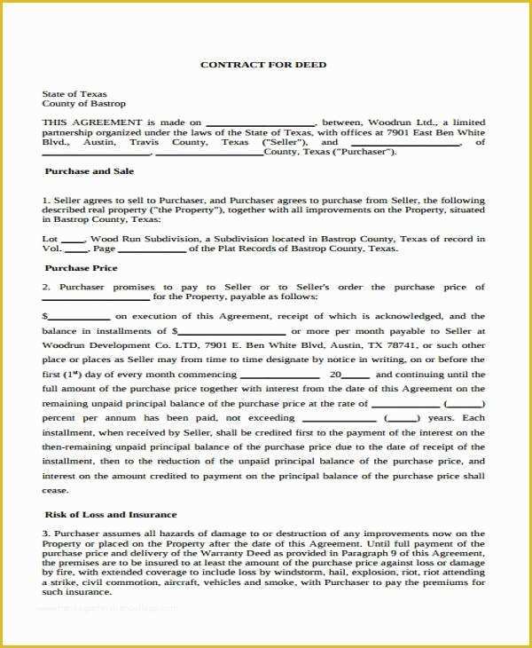 Free Contract for Deed Template Of How to Purchase A Home Contract for Deed
