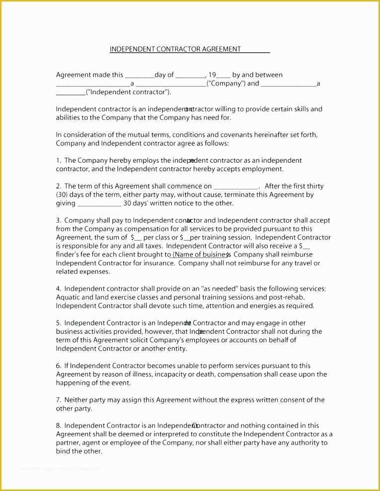 Free Contract Template for Services Rendered Of Free Contract Template for Services Rendered