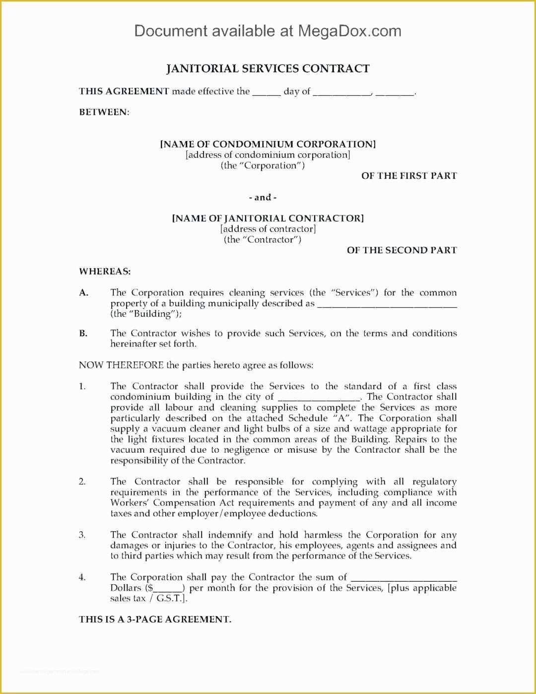 Free Contract Template for Services Rendered Of Template Contract Template Services