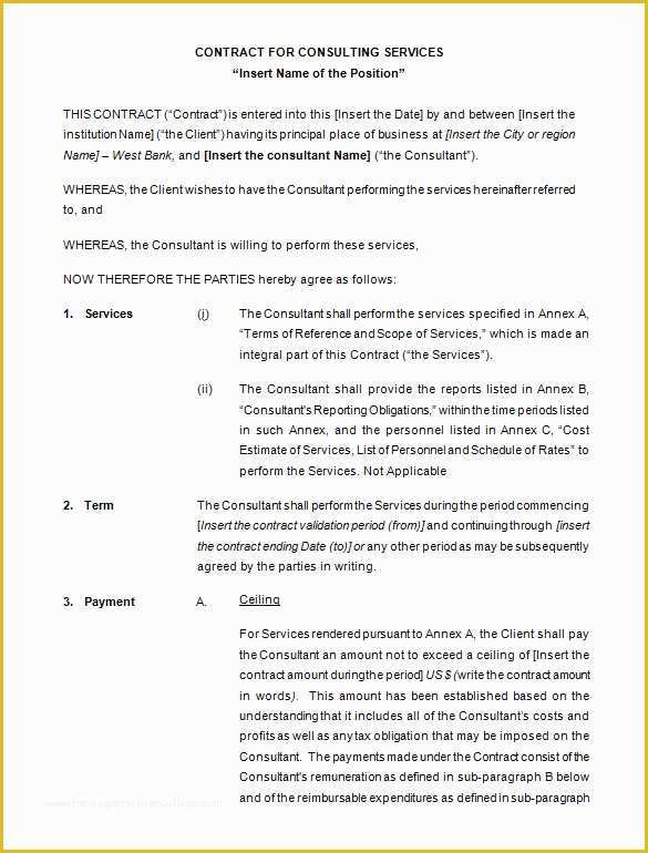 Free Contract Templates Of 10 Consulting Contract Templates Pdf Doc