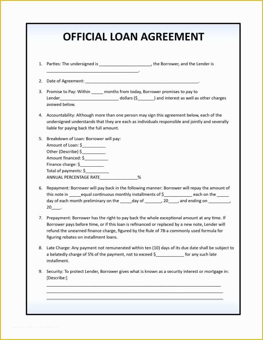 Free Contract Templates Of 40 Free Loan Agreement Templates [word & Pdf] Template Lab