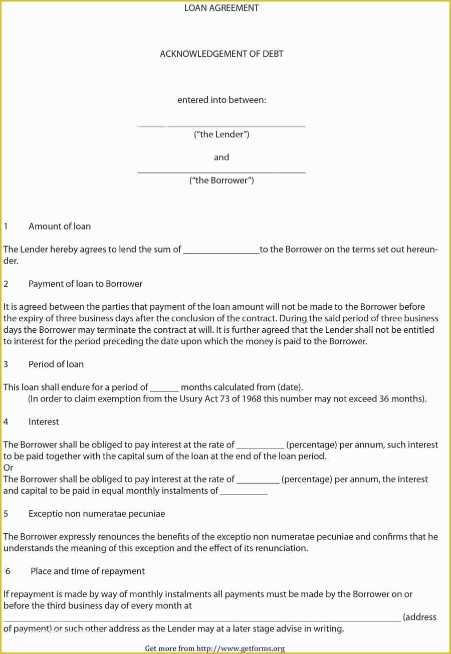 Free Contract Templates Of 40 Free Loan Agreement Templates [word & Pdf] Template Lab