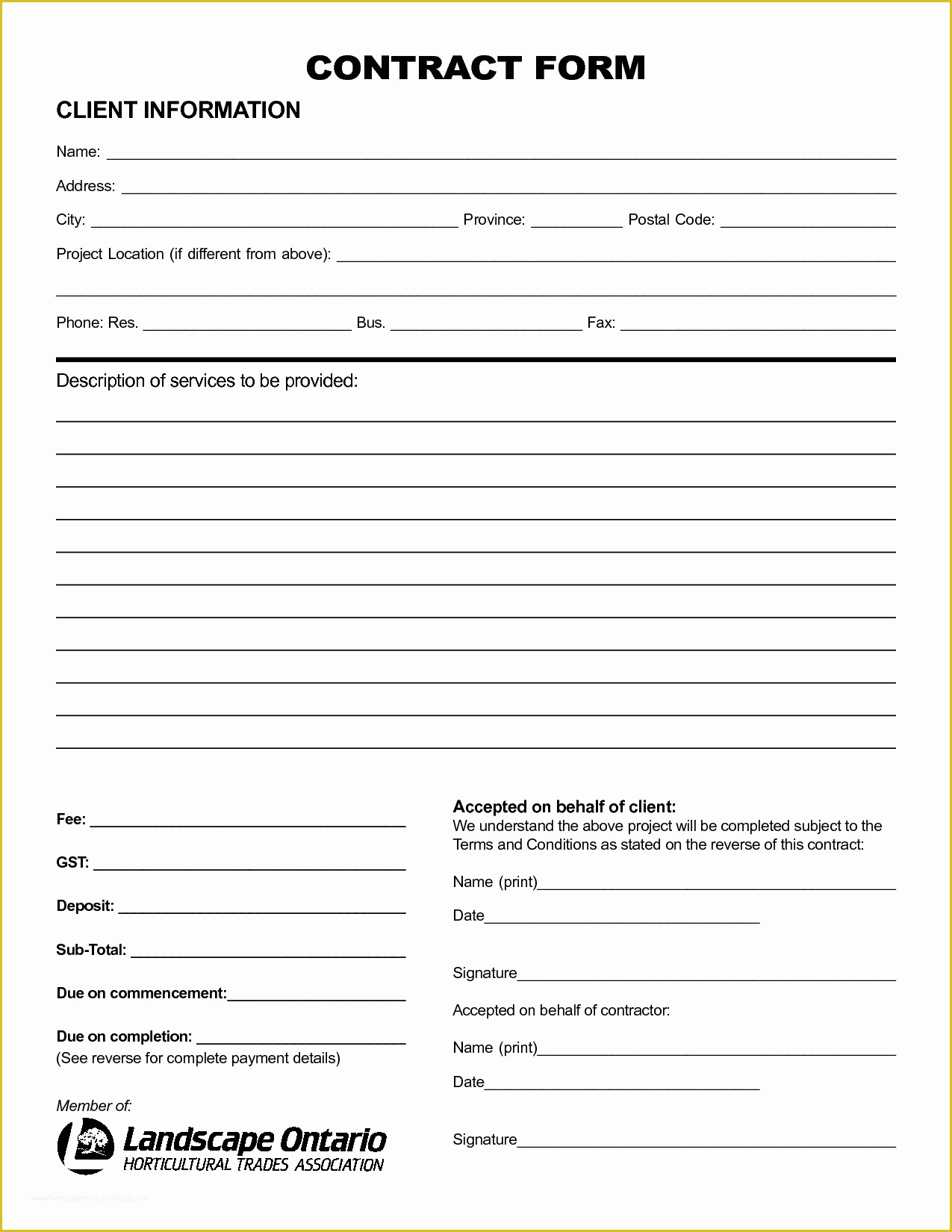 Free Contract Templates Of 5 Best Of Free Printable Blank Contract forms