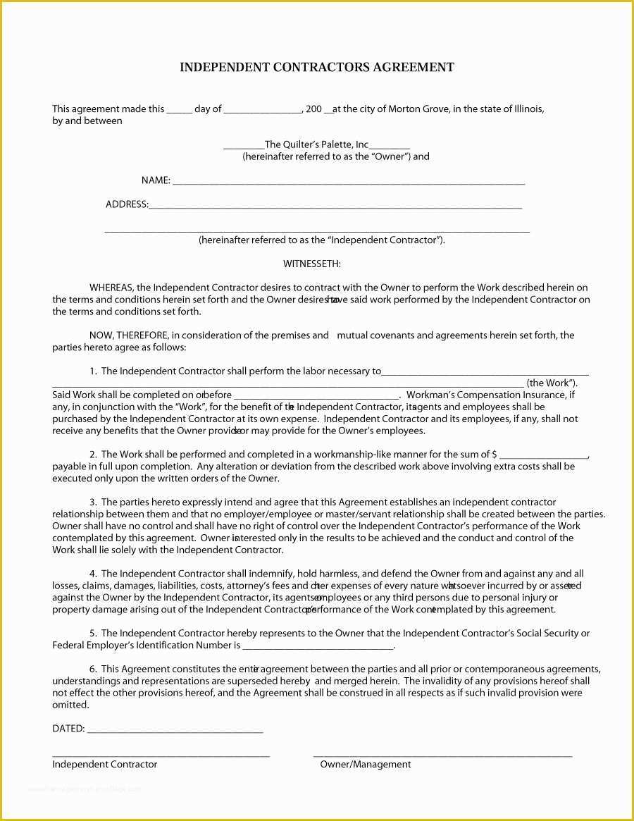 Free Contract Templates Of 50 Free Independent Contractor Agreement forms & Templates