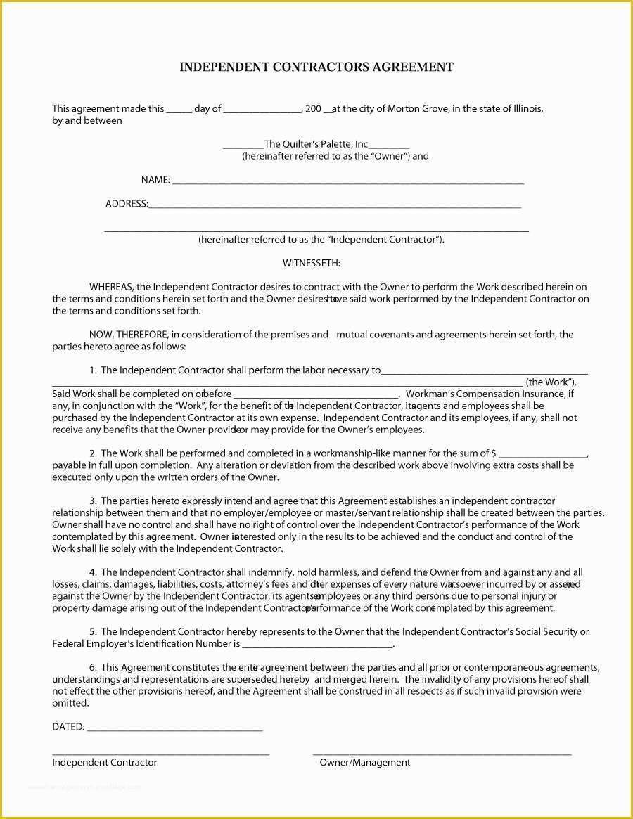 Free Contract Templates Of 50 Free Independent Contractor Agreement forms & Templates