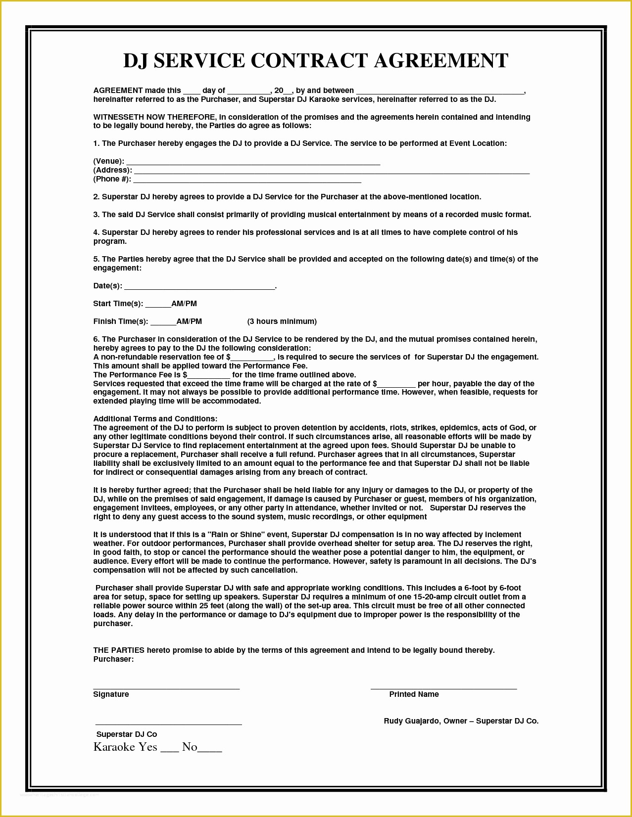 Free Contract Templates Of 7 Service Agreement Contract Template