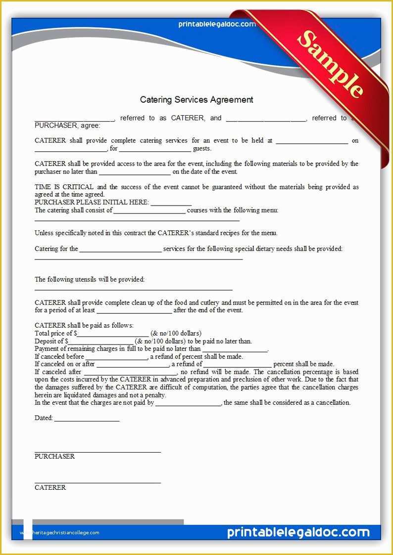 Free Contract Templates Of Free Printable Catering Services Agreement