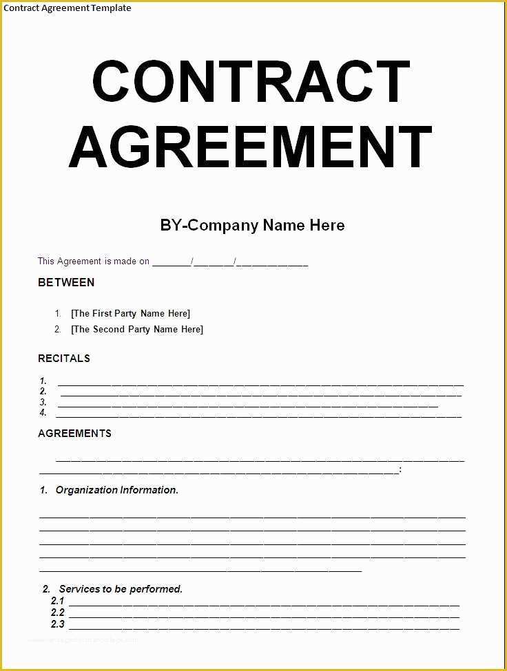 Free Contract Templates Of Simple Template Example Of Contract Agreement Between Two