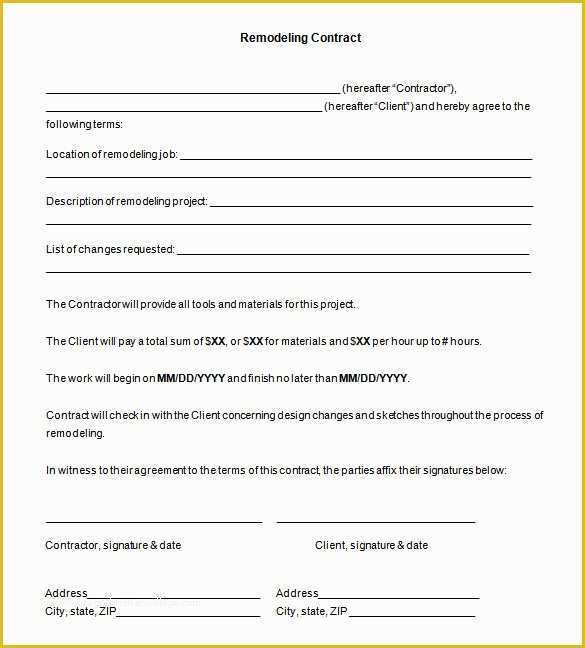 Free Contractor Agreement Template Of 12 Remodeling Contract Templates Docs Word Pages