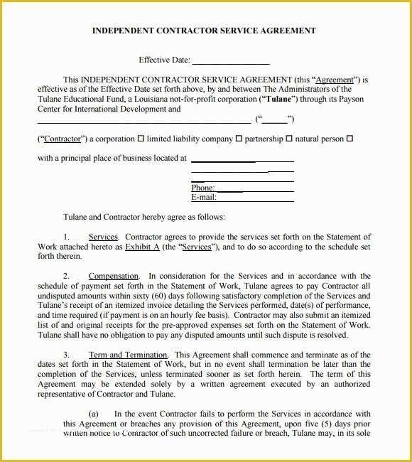 Free Contractor Agreement Template Of 19 Sample Independent Contractor Agreements