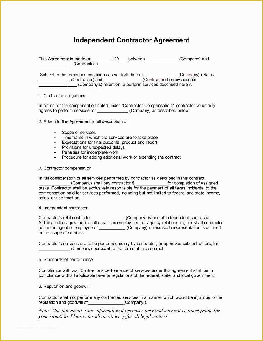 Free Contractor Agreement Template Of 50 Free Independent Contractor Agreement forms &amp; Templates