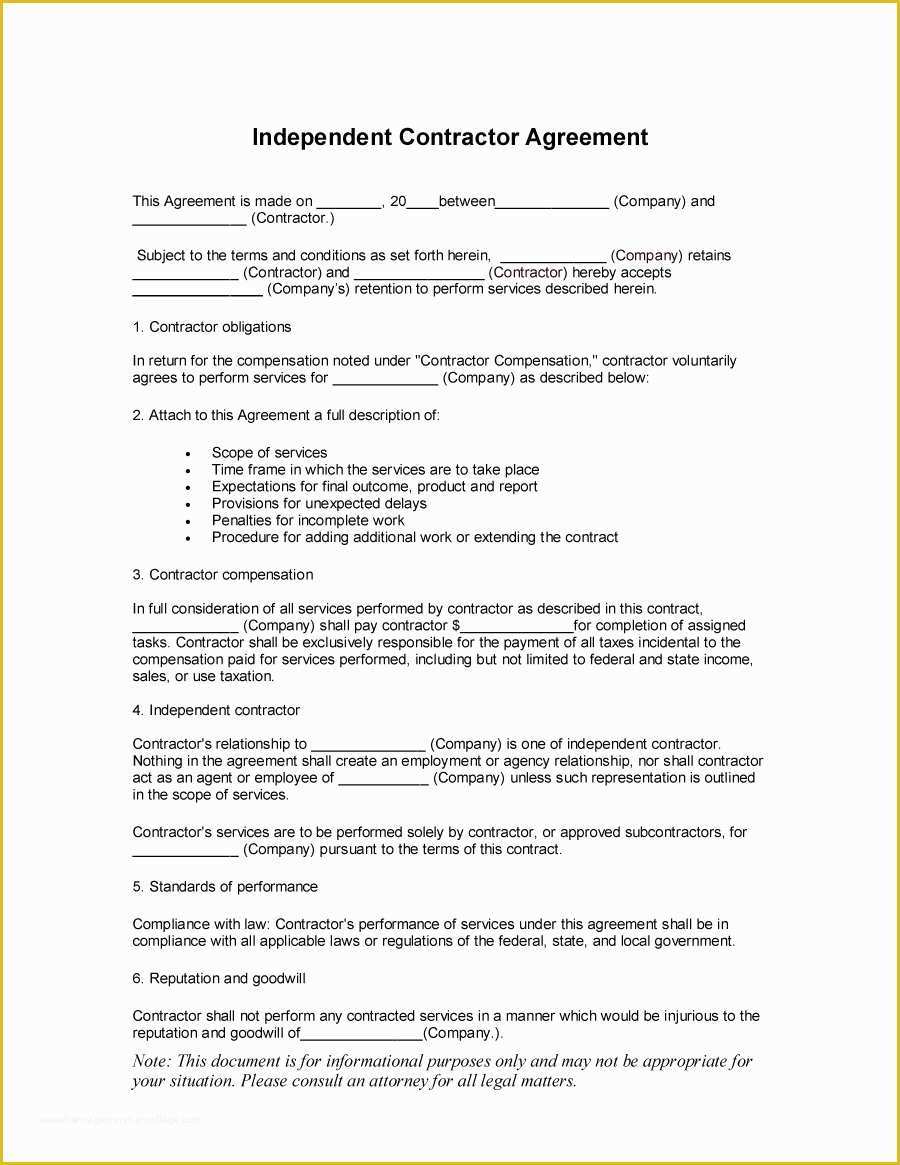 Free Contractor Agreement Template Of 50 Free Independent Contractor Agreement forms & Templates