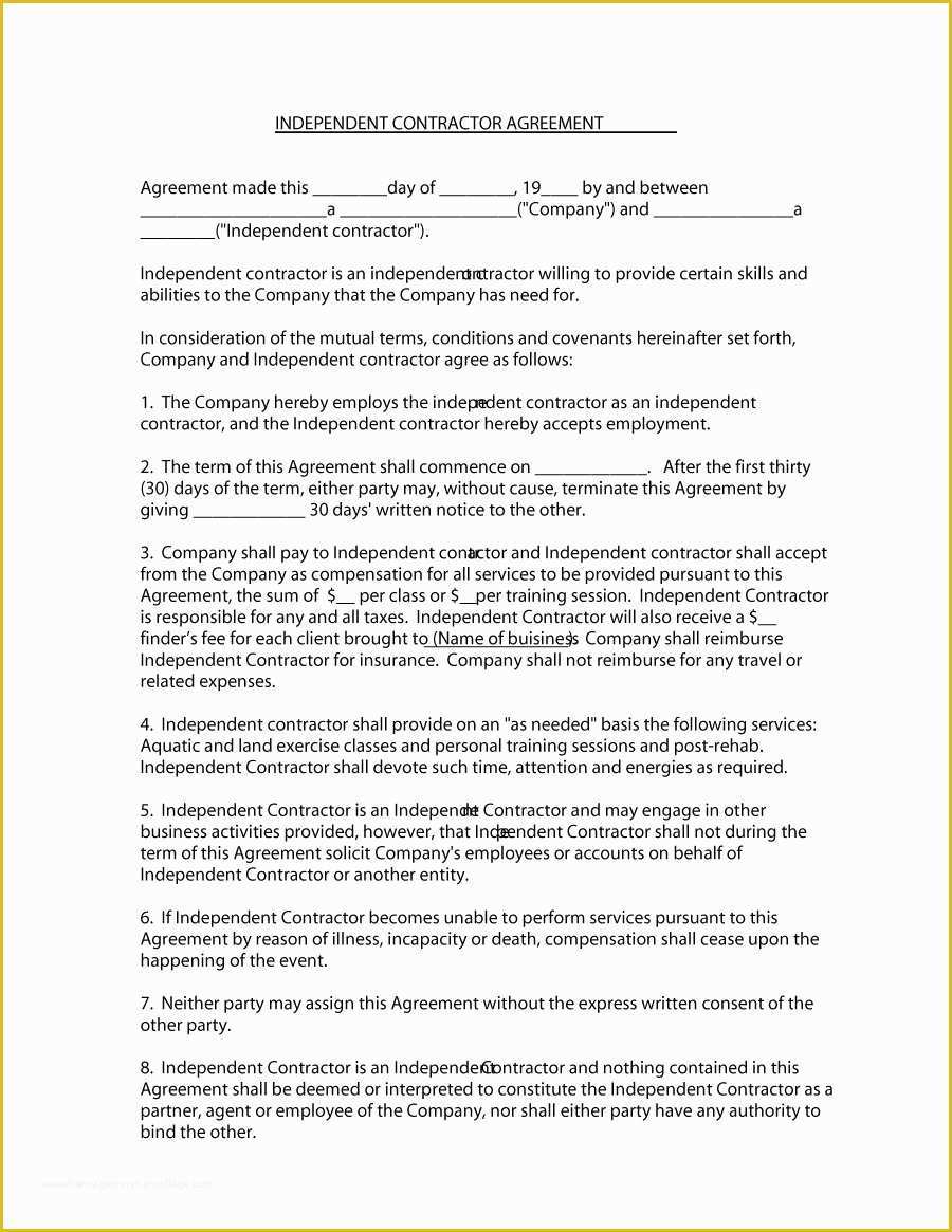 Free Contractor Agreement Template Of 50 Free Independent Contractor Agreement forms & Templates