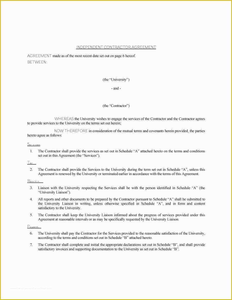 Free Contractor Agreement Template Of 50 Free Independent Contractor Agreement forms & Templates