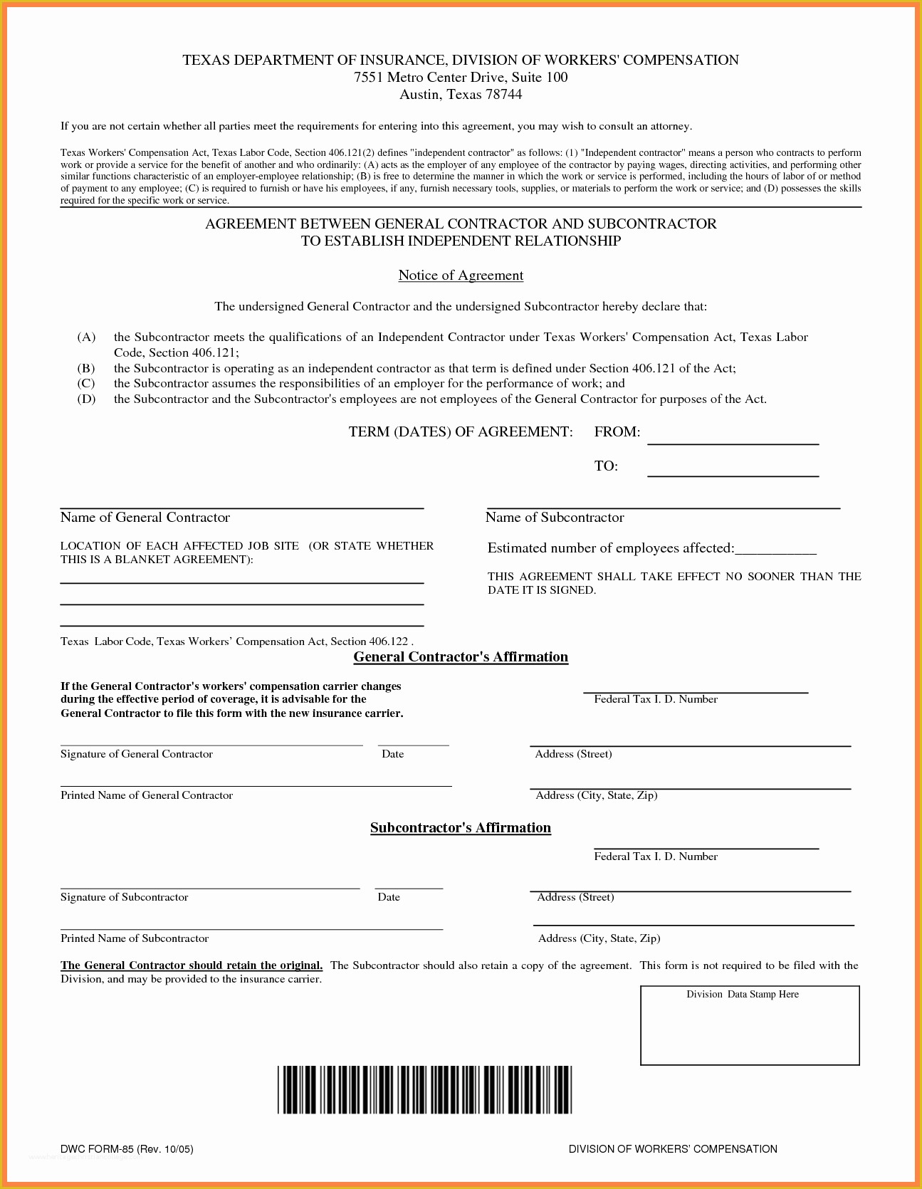 Free Contractor Agreement Template Of 7 Contractor Contract Template