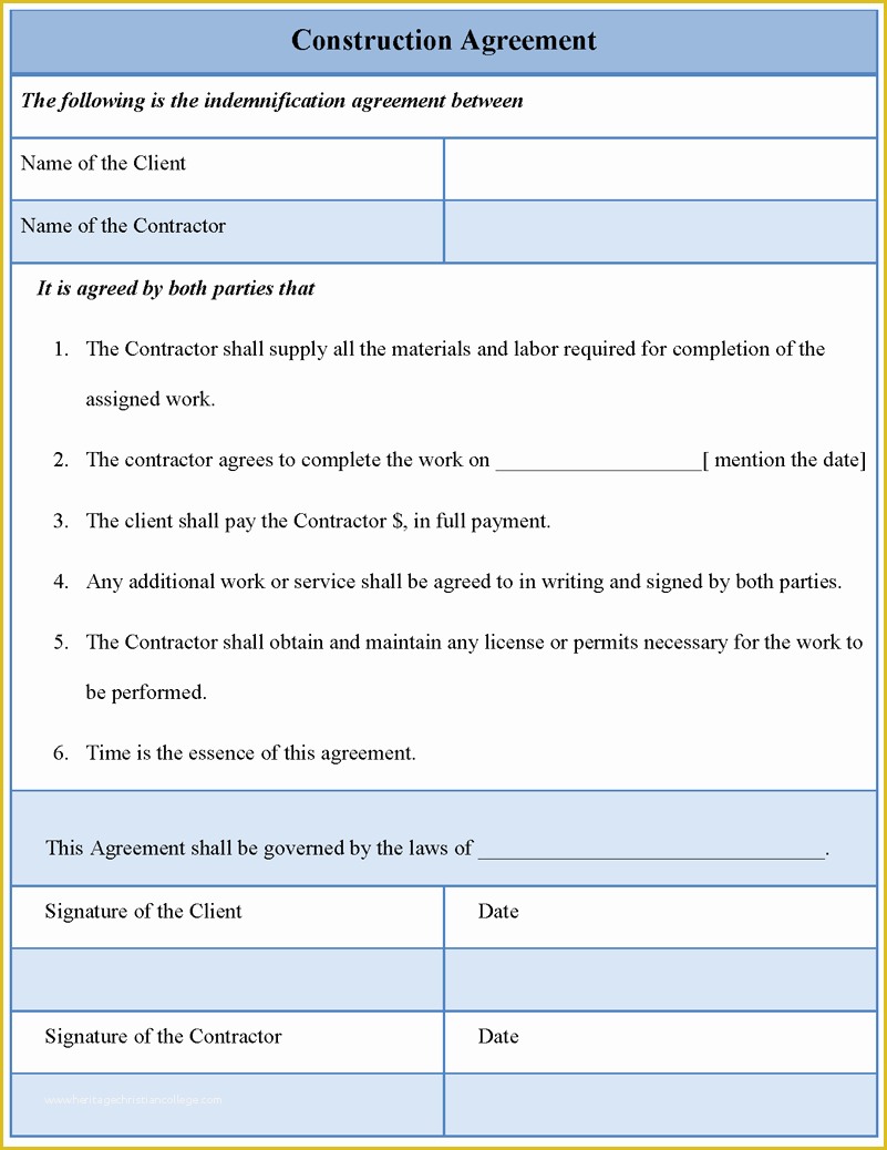 Free Contractor Agreement Template Of 7 Free Construction Contract Templatereport Template