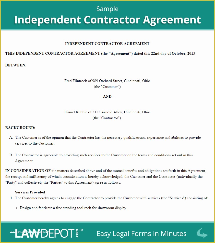 Free Contractor Agreement Template Of Independent Contractor Agreement Template Us