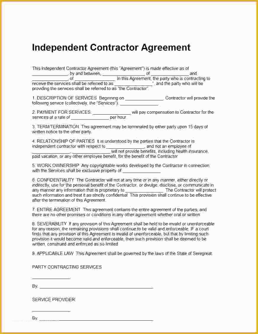 Free Contractor Agreement Template Of Independent Contractor Contract Template Bonsai