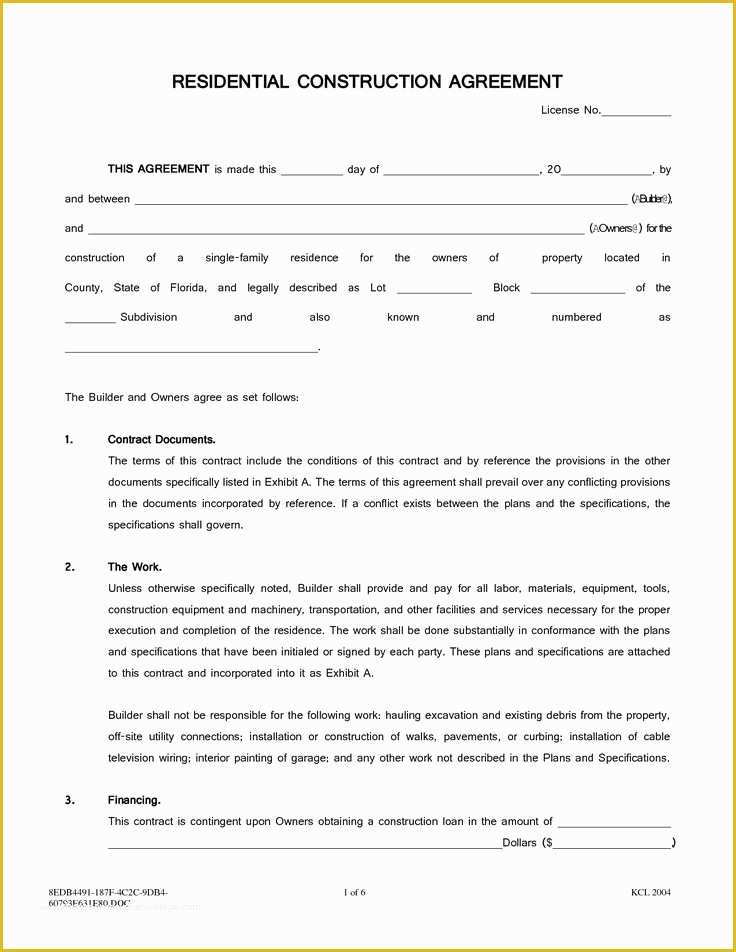 Free Contractor Agreement Template Of Pics Of Residential Construction Contracts