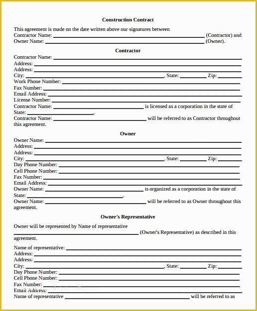 Free Contractor Contract Template Of 12 Construction Agreement Template Free Word Pdf formats