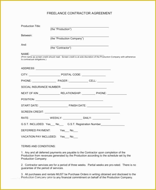 Free Contractor Contract Template Of 13 Sample Freelance Contract Templates Free Sample