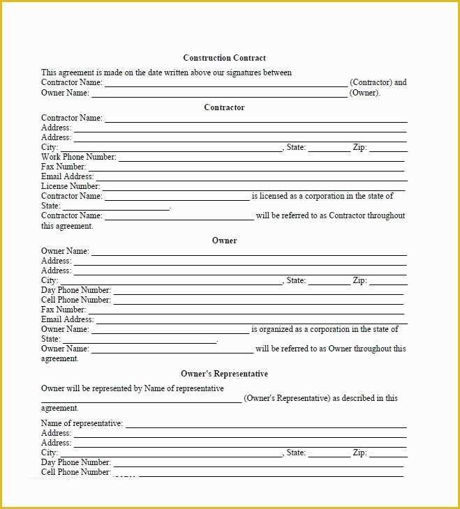 Free Contractor Contract Template Of 40 Great Contract Templates Employment Construction