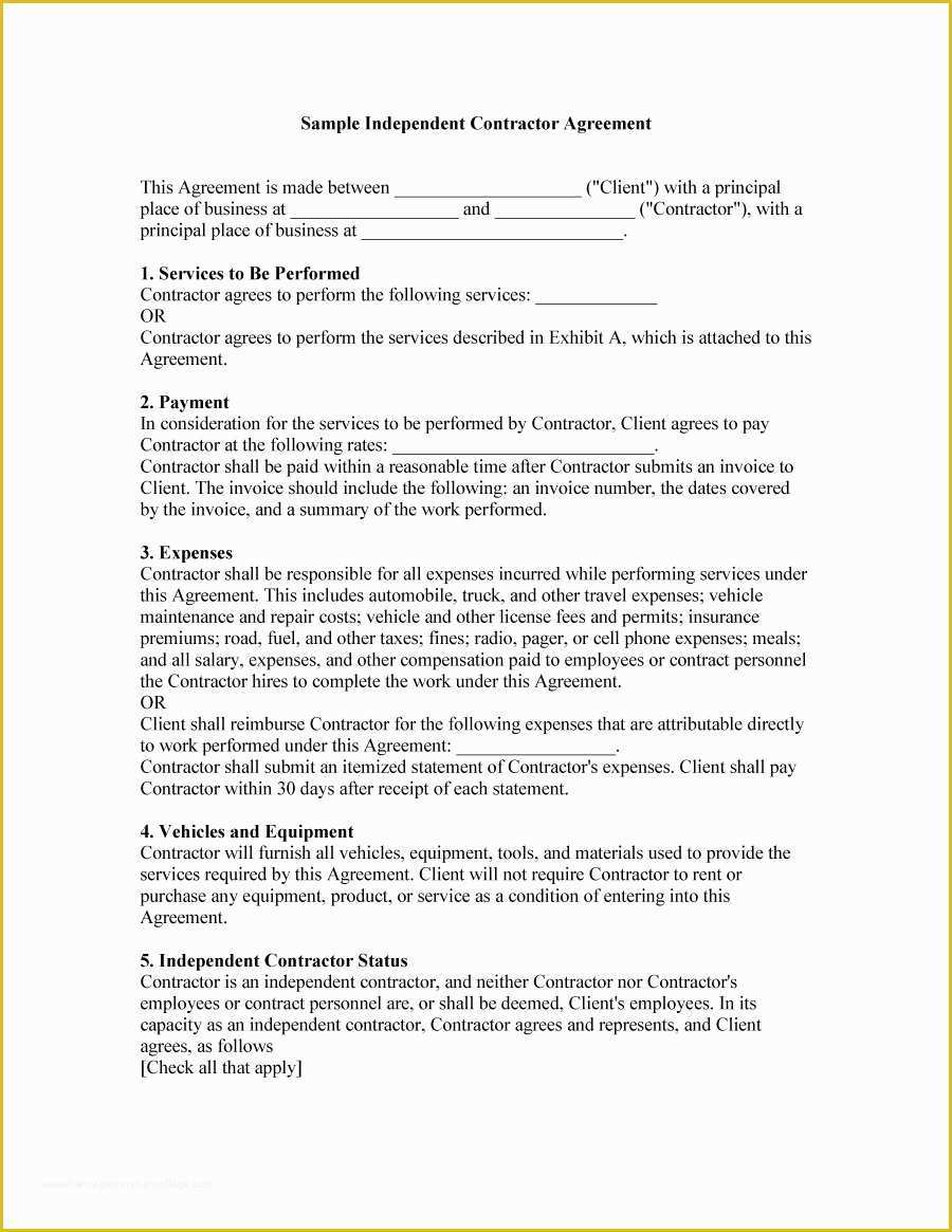 Free Contractor Contract Template Of 50 Free Independent Contractor Agreement forms &amp; Templates