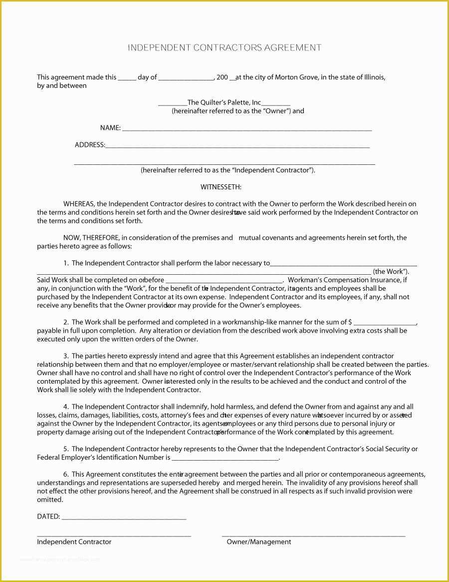 Free Contractor Contract Template Of 50 Free Independent Contractor Agreement forms & Templates