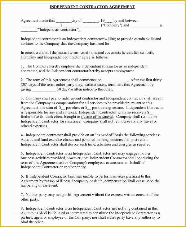 Free Contractor Contract Template Of 65 Simple Agreements